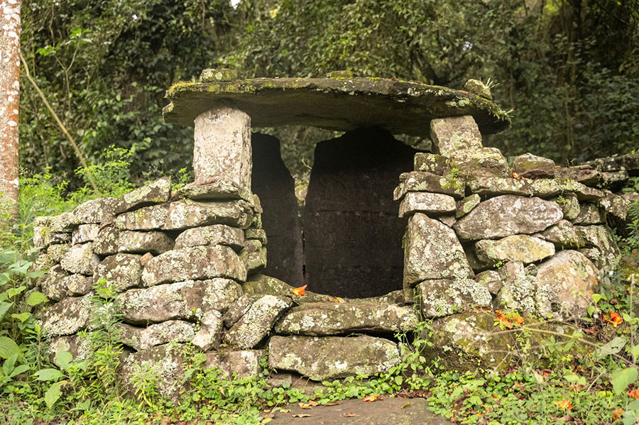 A stone-built temple at the entrance of an Irula village.