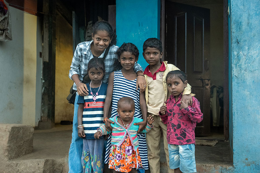 The photographer with the tribal children.