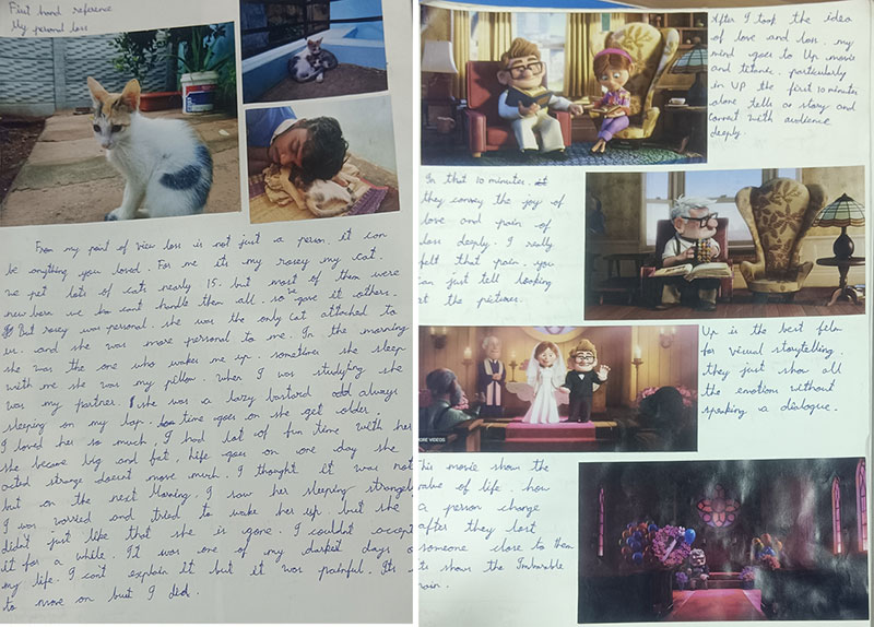 Idea generation of the story, following the death of a pet cat.