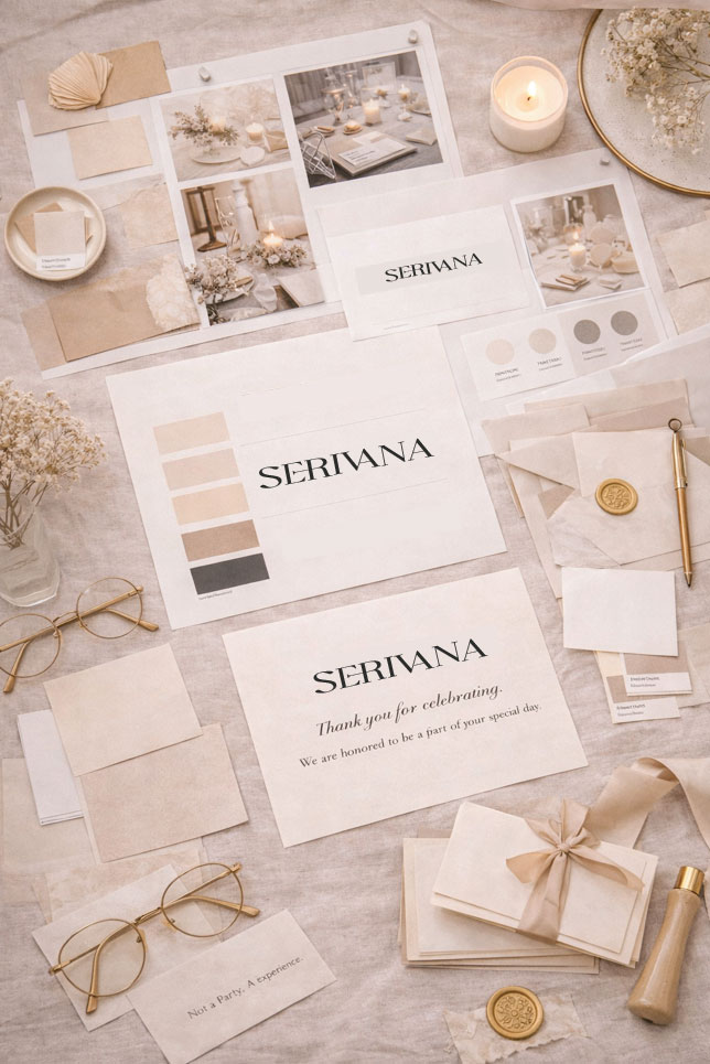 An elegant brand mood board and stationery set for 