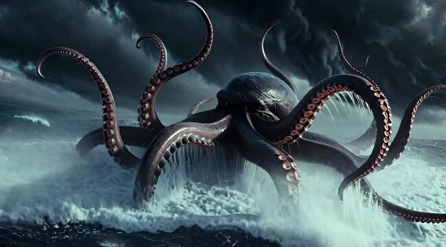 A mythological create arising out of the ocean