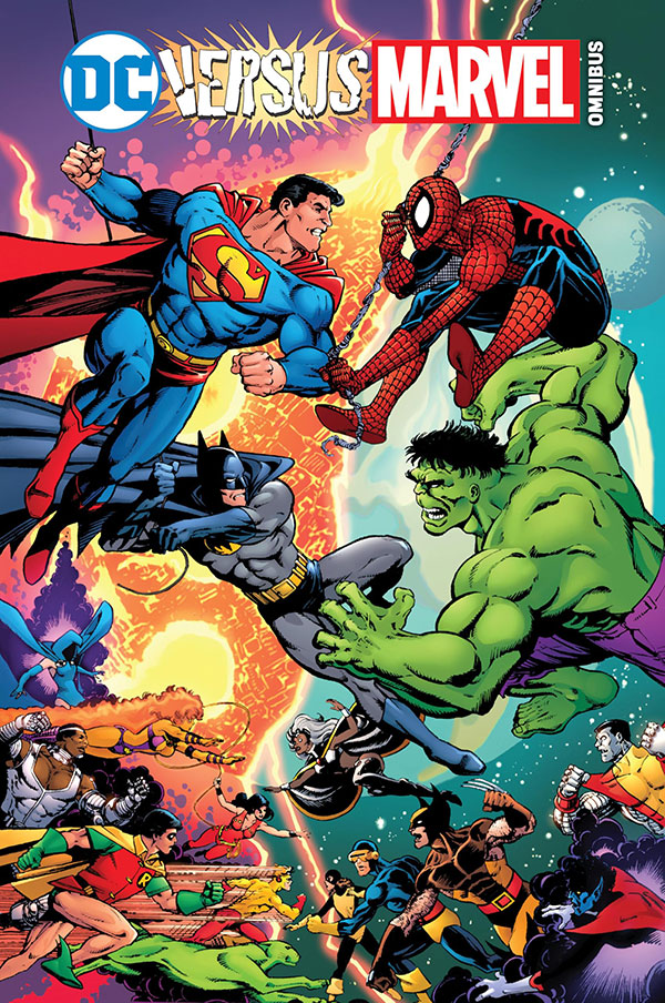 A comic book cover of DC vs Marvel.