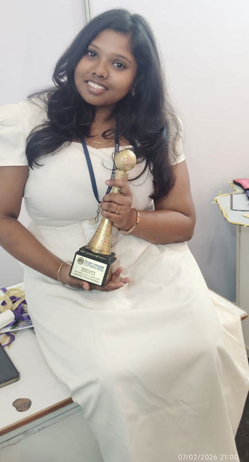 Our student's proud moment receiving the Best Project Award.