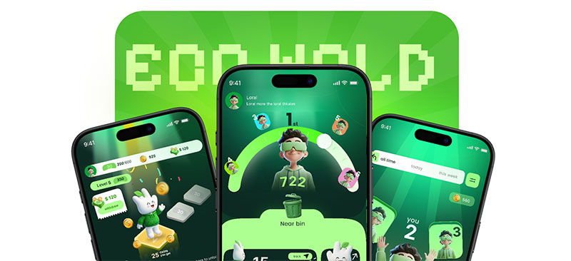 app interface displayed on multiple smartphones with green-themed Screens