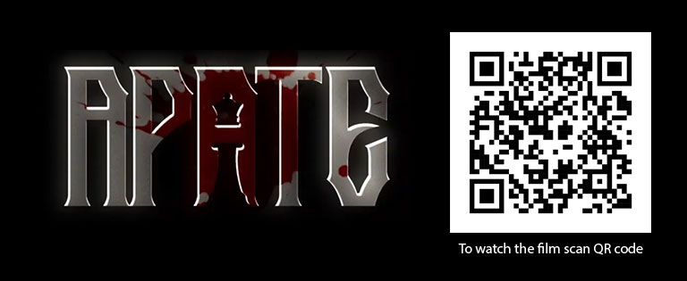 QR code to watch 'APATE'—the 11-minute short film with only one shot.
