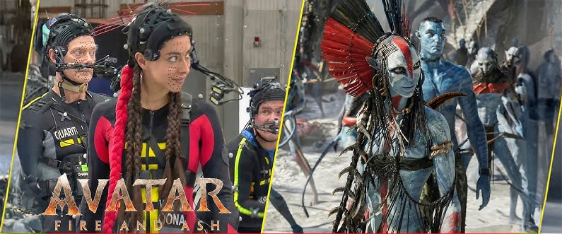 A pre- and post-visual of the film 'Avatar: Fire and Ash'.
