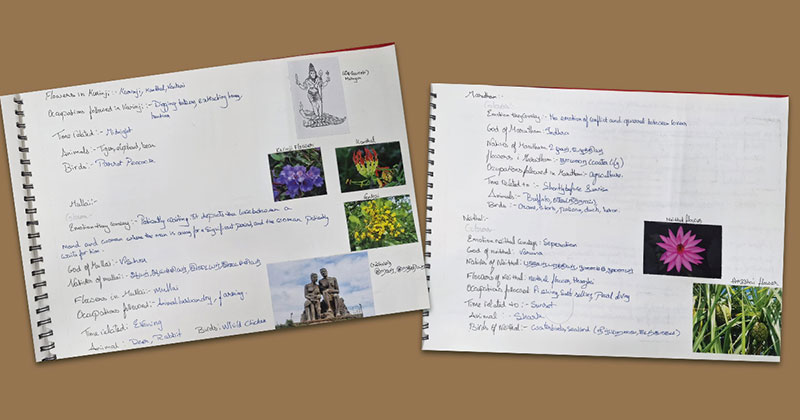 A few spreads from the student's Reflective Visual Journal (RVJ).