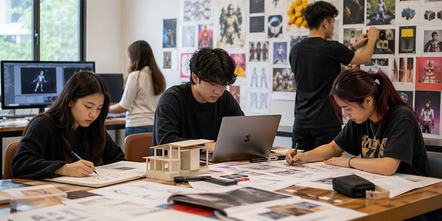 A representational photo of ICAT students at work
