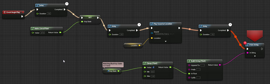 Developing mechanics using the Unreal blueprints.